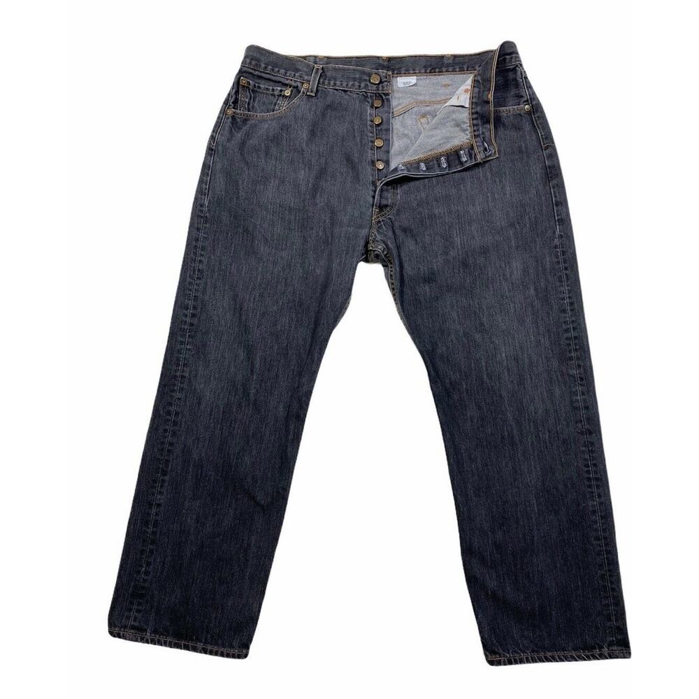 VTG Levis 501XX Mens 42x32 (Actual 38x28) Button Fly Black Denim Jeans